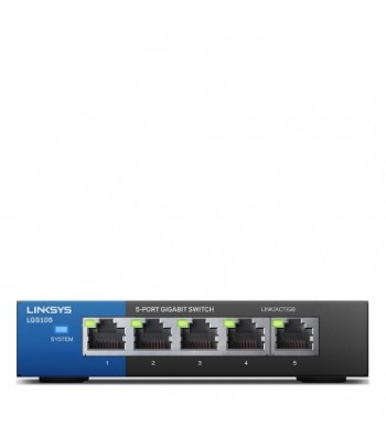 Linksys LGS105 Unmanaged Gigabit Ethernet (10/100/1000) Black, Blue