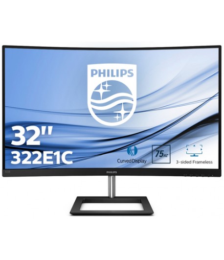 Philips E Line 322E1C/00 LED display 80 cm (31.5") 1920 x 1080 Pixels Full HD LCD Gebogen Mat Zwart