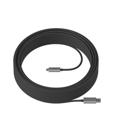 Logitech Strong USB-kabel 25 m 3.2 Gen 2 (3.1 Gen 2) USB A USB C Zwart