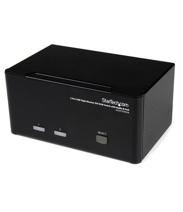 StarTech.com 2 Port Triple Monitor DVI USB KVM Switch with Audio & USB 2.0 Hub