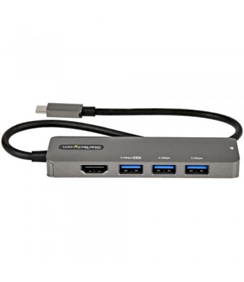 StarTech.com USB C Multiport Adapter - USB-C to HDMI 2.0b 4K 60Hz (HDR10), 100W Power Delivery Pass-Through, 4-Port USB 3.0 Hub 