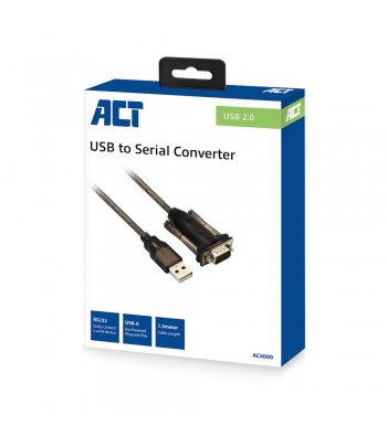ACT AC6000 serile kabel Zwart 1,5 m USB Type-A DB-9
