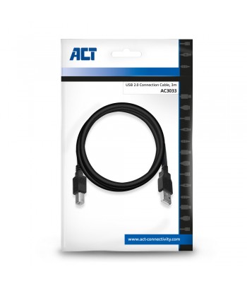 ACT AC3033 USB cable 3 m USB 2.0 USB A USB B Black