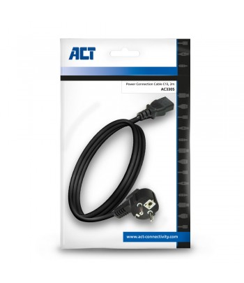 ACT AC3305 power cable Black 2 m Power plug type F C13 coupler