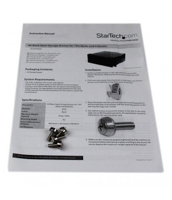 StarTech.com 4U Opberglade voor 19 inch Serverracks Serverkasten Zwart Staal