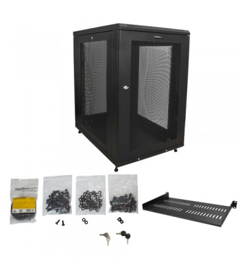 StarTech.com 19in 18U Server Rack Cabinet - 4-Post Adjustable Depth (2" to 30") Network Equipment Rack Enclosure w/Casters/Cab