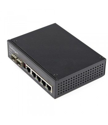 StarTech.com Industrial 6 Port Gigabit Ethernet Switch 4 PoE RJ45 +2 SFP Slots 30W PoE+ 48VDC 10/100/1000 Power Over Ethernet LA