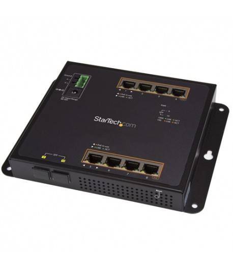 StarTech.com 8 poorts PoE+ Gigabit ethernet switch met 2 SFP connecties managed wandmonteerbaar met toegang voorzijde
