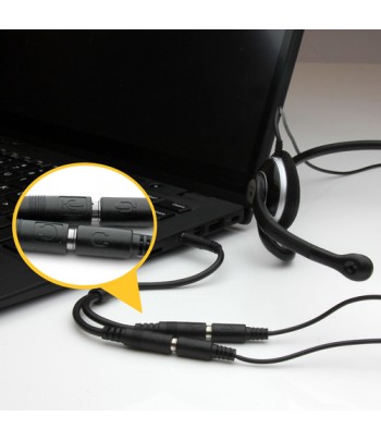 StarTech.com Headsetadapter voor headsets met aparte koptelefoon-/microfoonstekkers 3,5 mm 4 positie naar 2x 3 positie 3,5 mm M/