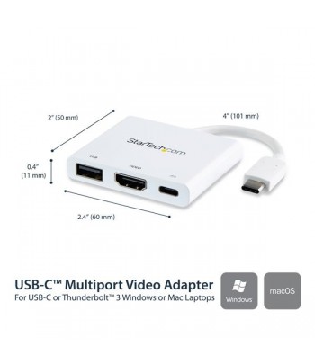 StarTech.com USB-C Multiport Adapter with HDMI - USB 3.0 Port - 60W PD - White