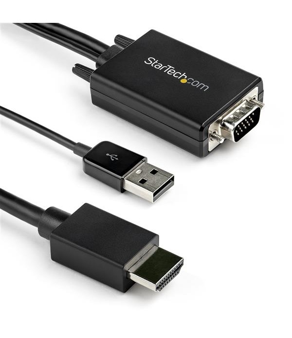 StarTech.com 2m VGA to HDMI Converter Cable with USB Audio Support & Power - Analog to Digital Video Adapter Cable to connect a 