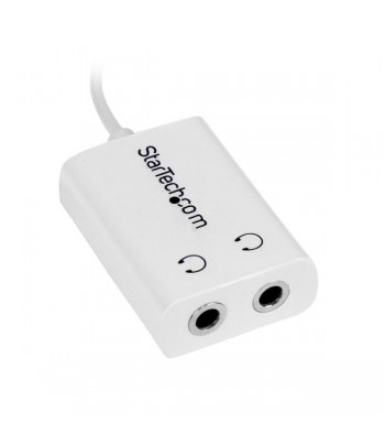 StarTech.com White Slim Mini Jack Headphone Splitter Cable Adapter - 3.5mm Male to 2x 3.5mm Female