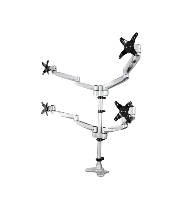 StarTech.com Desk Mount Quad Monitor Arm  Premium Articulating VESA 4 Monitor Mount 2x2 up to 30"  Ergonomic Height Adjustable 