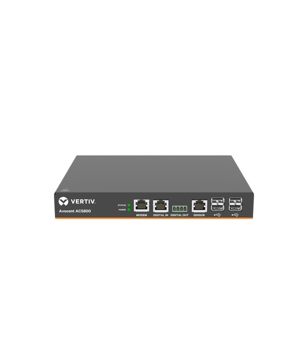 Vertiv Avocent 4-Port ACS800 Serial Console with analog modem, external AC/DC Power Brick - Jumper cord: Plug C14 to connector C