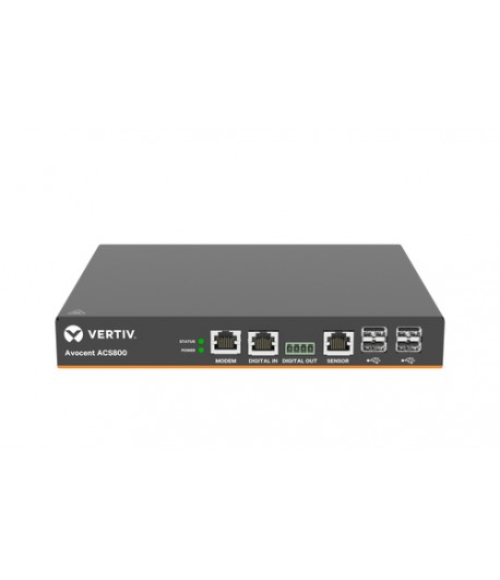 Vertiv Avocent 4-Port ACS800 Serial Console with analog modem, external AC/DC Power Brick - Jumper cord: Plug C14 to connector C
