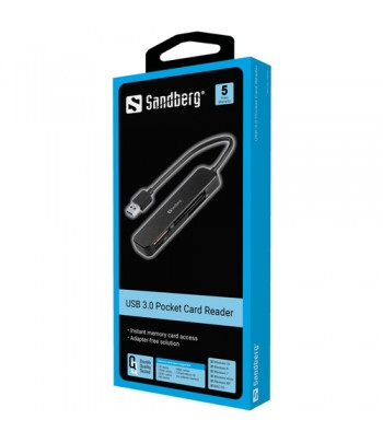 Sandberg 134-32 geheugenkaartlezer USB 3.2 Gen 1 (3.1 Gen 1) Zwart
