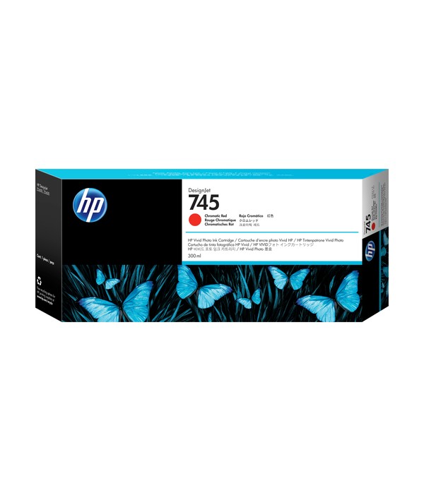HP 745 chromatisch rode DesignJet inktcartridge, 300 ml