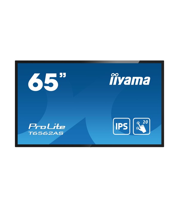 iiyama T6562AS-B1 affichage de messages cran plat interactif 163,8 cm (64.5") IPS 500 cd/m 4K Ultra HD Noir cran tactile Intgr 