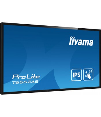 iiyama T6562AS-B1 affichage de messages cran plat interactif 163,8 cm (64.5") IPS 500 cd/m 4K Ultra HD Noir cran tactile Intgr 