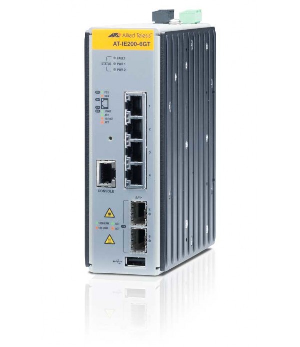 Allied Telesis AT-IE200-6GT Managed network switch L2 Gigabit Ethernet (10/100/1000) Black