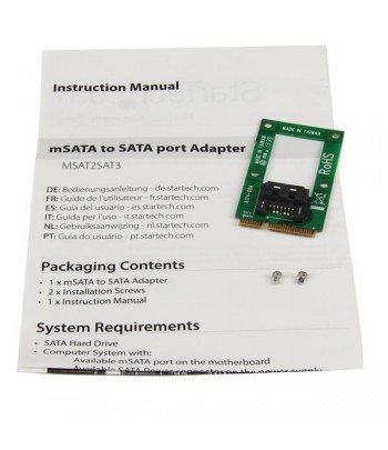 StarTech.com mSATA to SATA HDD / SSD Adapter  Mini SATA to SATA Converter Card