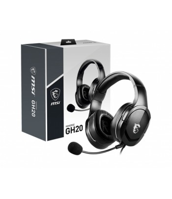 MSI IMMERSE GH20 Gaming Headset '3.5mm inline with audio splitter accessory, Black, 40mm Drivers, Unidirectional Mic, PC & Cros