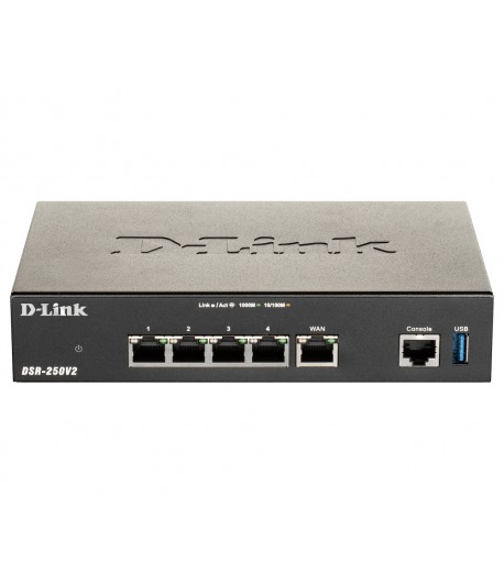 D-Link DSR-250V2 draadloze router Gigabit Ethernet Zwart