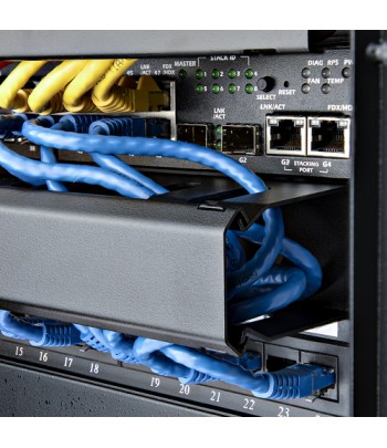 StarTech.com 1U Horizontale Kabelgoot met Deksel voor 19" Server Rack - Vingergoot Kabelmanagement Paneel met Open Sleuven - Ra