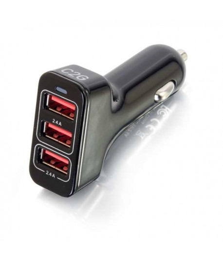 C2G Smart 3-Port USB Car Charger, 4.8A Output