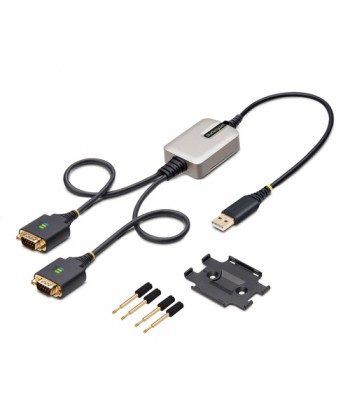StarTech.com 2P1FFC-USB-SERIAL tussenstuk voor kabels USB-A 2 x DB-9 RS-232 Zwart, Grijs