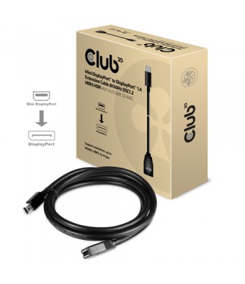 CLUB3D Mini DisplayPort to DisplayPort1.4 Extension Cable 8K60Hz DSC1.2 HBR3 HDR M/F 1m/3.28 ft
