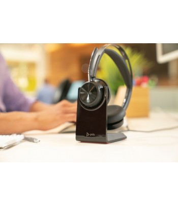 POLY Voyager Focus 2 Microsoft Teams Certified USB-C-C Headset +USB-C/A Adapter +Charging Stand