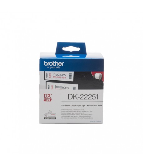 Brother DK-22251 Black and red on white DK label-making tape