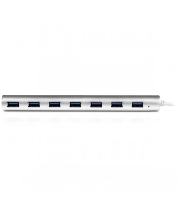 StarTech.com 7 Poorts compacte aluminium USB 3.0 hub met geintegreerde kabel zilver