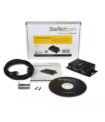 StarTech.com Hub adaptateur industriel USB vers série 2 ports à fixation murale avec clips de rail DIN